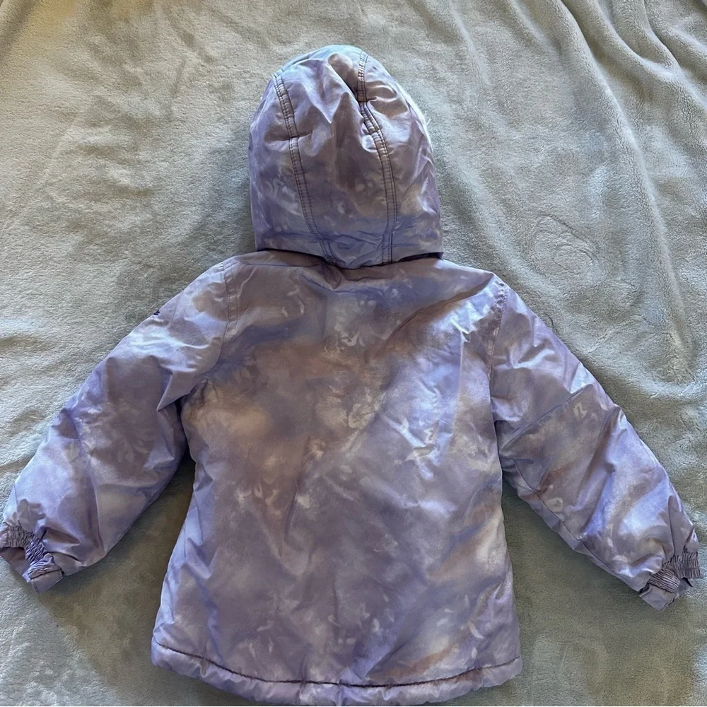 Snozu girls jacket white and  purple hoodie ski coat size 3T